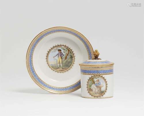 A Meissen porcelain cup and saucer with Lotte and Werther