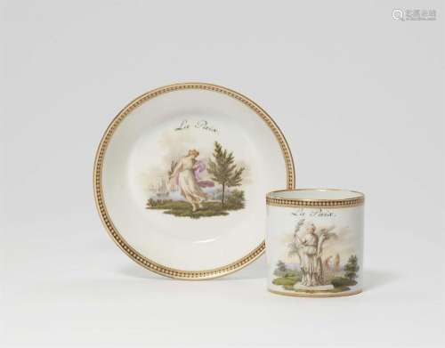 A Neoclassical Meissen porcelain cup and saucer "La Pai...