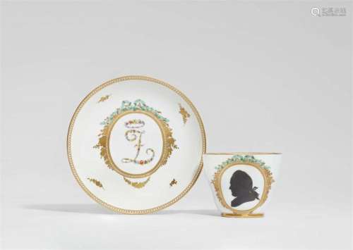 A Meissen porcelain cup with a silhouette monogrammed Z