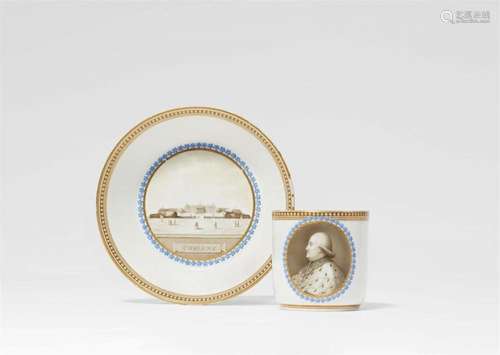 A Meissen porcelain cup and saucer commemorating the complet...