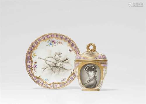 A Meissen porcelain cup and saucer commemorating Admiral How...