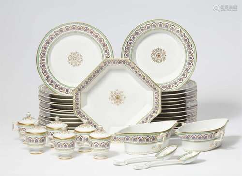 An extensive Neoclassical Berlin KPM porcelain dinner servic...