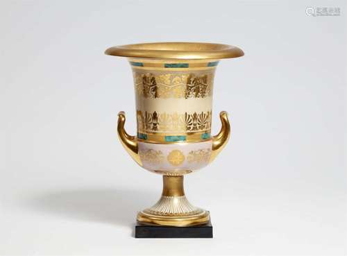 A Berlin KPM porcelain krater vase with "faux marbre&qu...