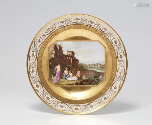 A Berlin KPM porcelain plate with bathing nymphs after Jacob...