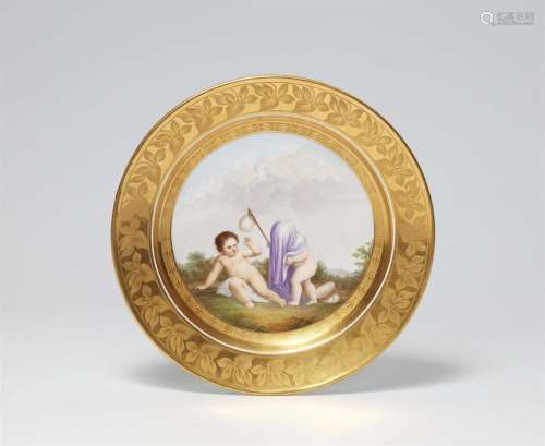 A rare Berlin KPM porcelain plate with a depiction of the mo...