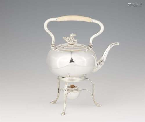 A Berlin silver tea kettle and rechaud.