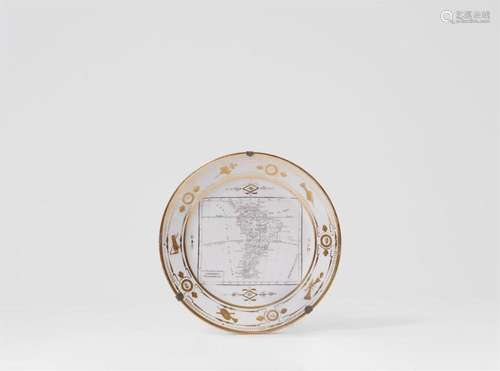 A rare porcelain plate with a map of South America