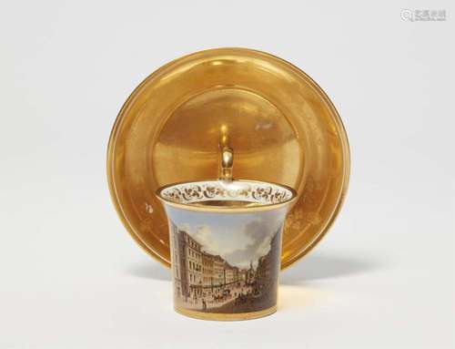 A Royal Vienna porcelain cup with a view of Vienna