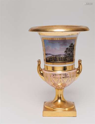 A KPM Berlin porcelain vase with a view of Stafsund.