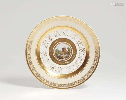 A Berlin KPM porcelain plate with micromosaic decor