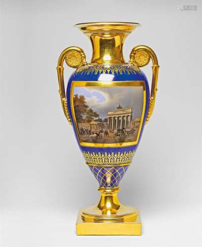 A Berlin KPM porcelain vase with two views of Berlin