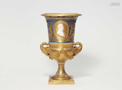 A Berlin KPM porcelain vase with a portrait of King Frederic...