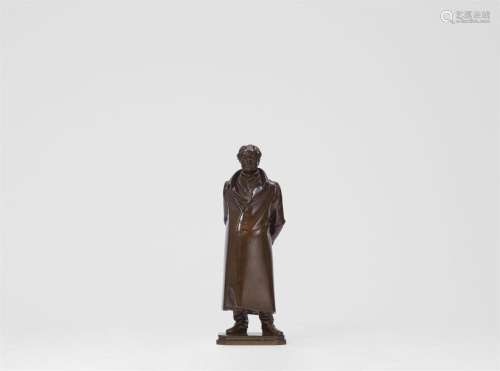 A cast bronze figure of Goethe