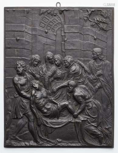 A cast iron plaque with the Entombment of Christ