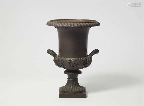 A cast iron krater-form vase