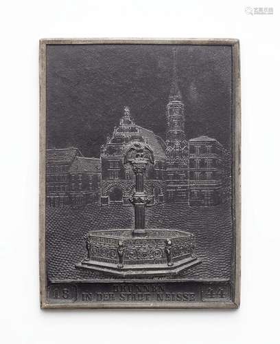 A cast iron New Year s plaque "1844 BRUNNEN IN DER STAD...