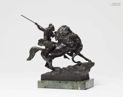 A cast bronze figure of an Amazon on horseback