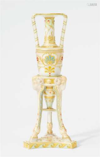 A rare Berlin KPM porcelain amphora vase and stand