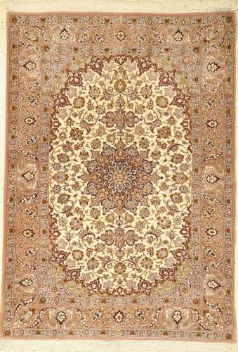 Isfahan fine, Persia, approx. 50 years, wool with and on sil...