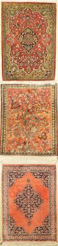 3 lots of Qum silk, Persia, approx. 60 years, pure natural s...