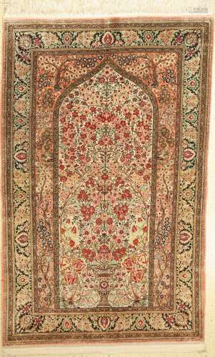 Qum silk, Persia, around 1960, pure natural silk, approx. 21...