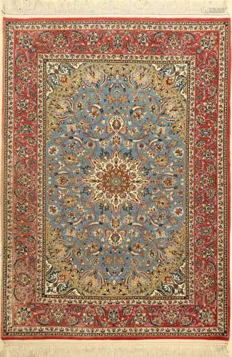 Isfahan fine, Persia, around 1960, wool with and on silk, ap...