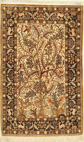 Qum silk, Persia, around 1960, pure natural silk, approx. 13...