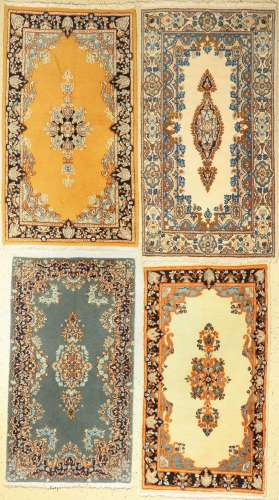 4 lots Kerman, Persia, approx. 50 years, wool on cotton, app...