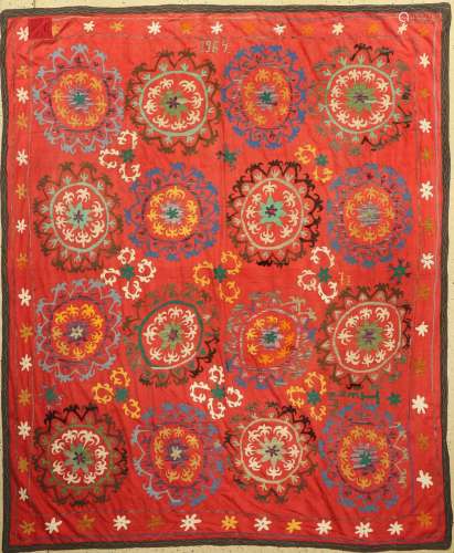 Suzani, Tajikistan, dated 1964, cotton embroidery, approx. 2...