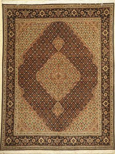 Tabriz (40 Raj), Persia, approx. 50 years, wool with silk, a...