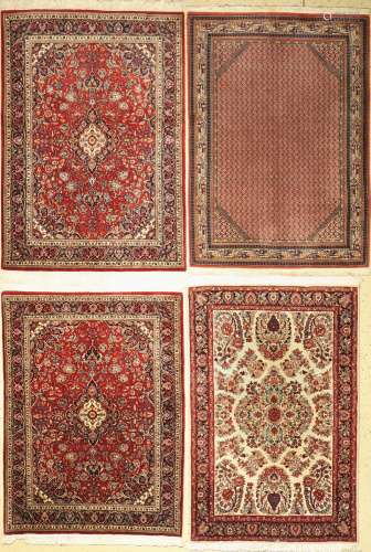4 lots of Indian carpets, approx. 50 years, wool on cotton, ...