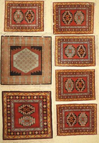 7 lots of Albanian carpets, approx. 40 years, wool on cotton...