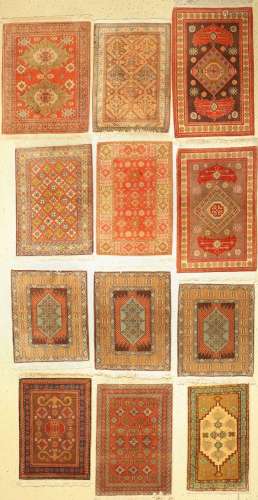 12 lots of Albanian carpets, approx. 40 years,wool on cotton...