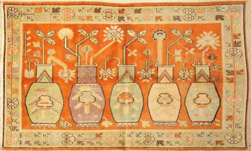 Khotan old, Turkestan, around 1950, wool on cotton, approx. ...