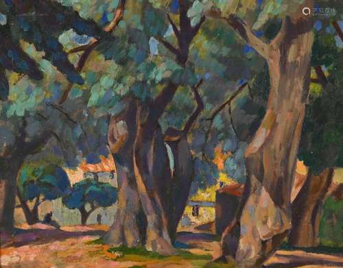 Adolphe BEAUFRERE (1876-1960)  « Paysage aux grands arbres »...