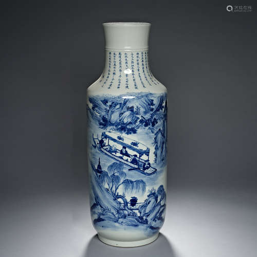 Qing Dynasty, blue and white porcelain, large Bottle