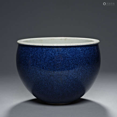 Qing Dynasty, blue glaze, porcelain, Vat