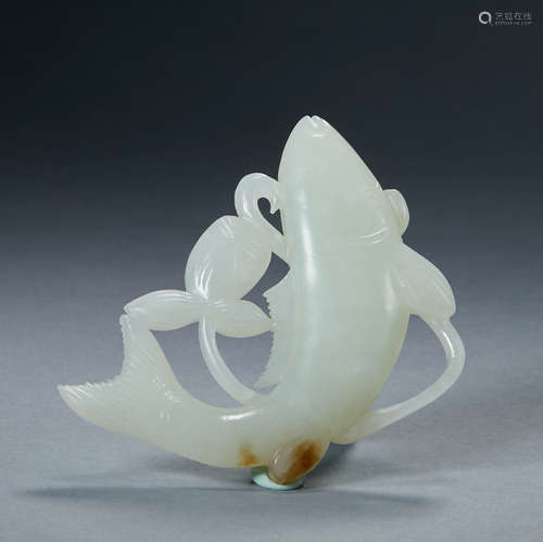 Song Dynasty,  white jade, Fish