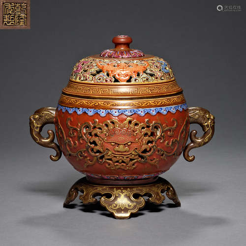 Qing Dynasty Qianlong, enamel color incense Burner