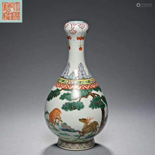 Qing Dynasty Qianlong, deer decoration, Bottle