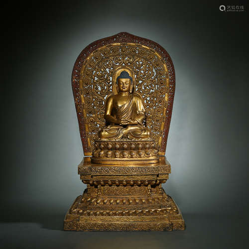 China, Qing  Dynasty, Gilt Bronze , Buddha statue