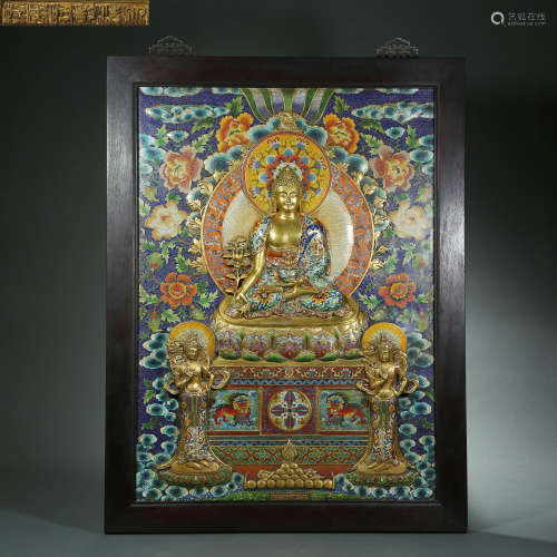 Qing Dynasty, Cloisonne,Buddha，engraving painting