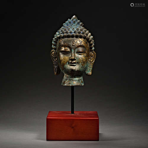 Qing Dynasty, Gilt Bronze, Buddha statue head