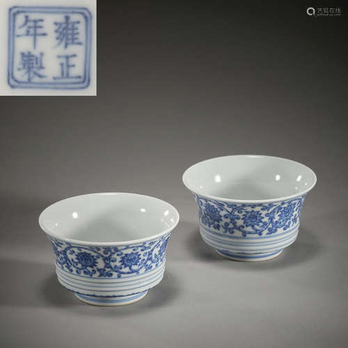 Qing Dynasty Yongzheng, blue and white porcelain, Cup