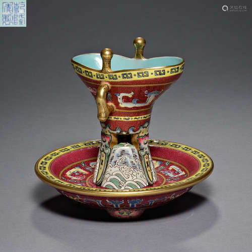 Qing Dynasty Qianlong, enamel color, JUE Cup