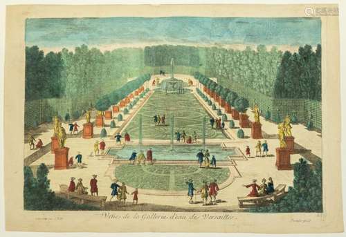 CHÂTEAU DE VERSAILLES (78) Gravure fin XVIIe : « Vue de la G...