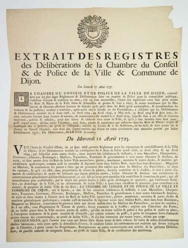 CÔTE-D’OR. 1737. DIJON. Extrait des Registres des délibérati...