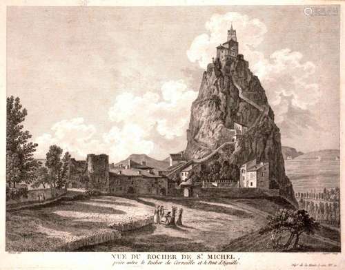 HAUTE-LOIRE. ROCHER SAINT-MICHEL D’AIGUILHE. Gravure : « Vue...