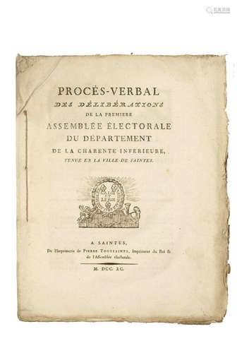 (CHARENTE MARITIME). CHARENTE INFÉRIEURE. PREMIÈRES ASSEMBLÉ...