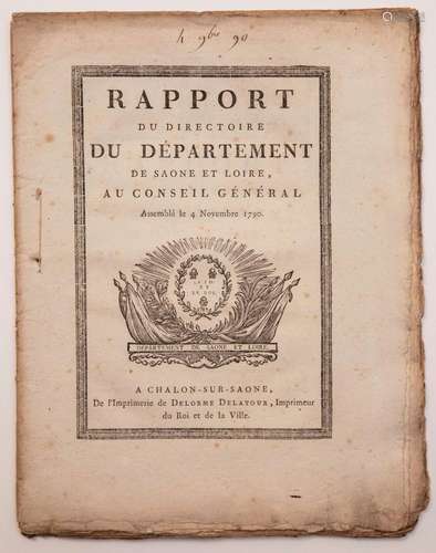 SAÔNE-ET-LOIRE. 1790. « RAPPORT DU DIRECTOIRE DU DÉPARTEMENT...